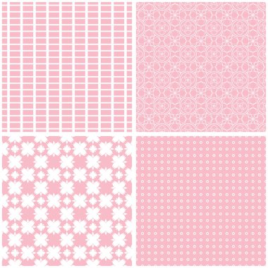 Farklı pembe ve beyaz Dikişsiz desen seti