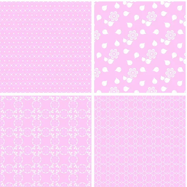 Pink Different Vector Seamless Patterns Abstract Ornaments — Stock Vector