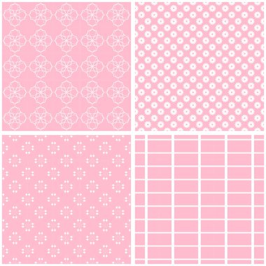 Farklı pembe ve beyaz Dikişsiz desen seti