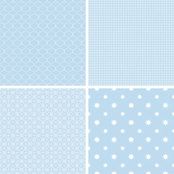 Different Blue White Seamless Patterns Texture Can Used Wallpaper Pattern — Stock Vector