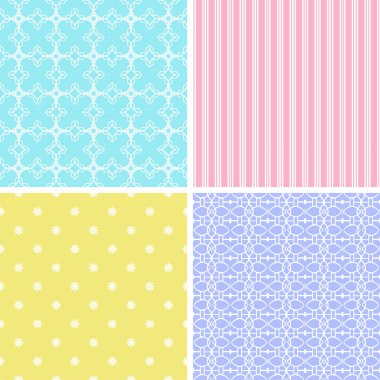 4 farklı Dikişsiz desen. Sonsuz doku duvar kağıdı, dolgu, web sayfası arka planı, yüzey dokusu için. vektör çizim.