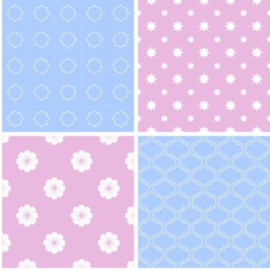 Pastel retro farklı vektör Dikişsiz desen. Şirin shabby chic süsler kümesi.