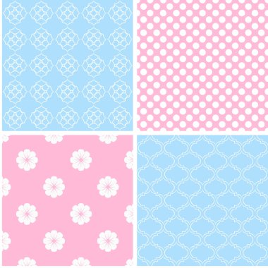 4 farklı Dikişsiz desen. Sonsuz doku duvar kağıdı, dolgu, web sayfası arka planı, yüzey dokusu için. vektör çizim.