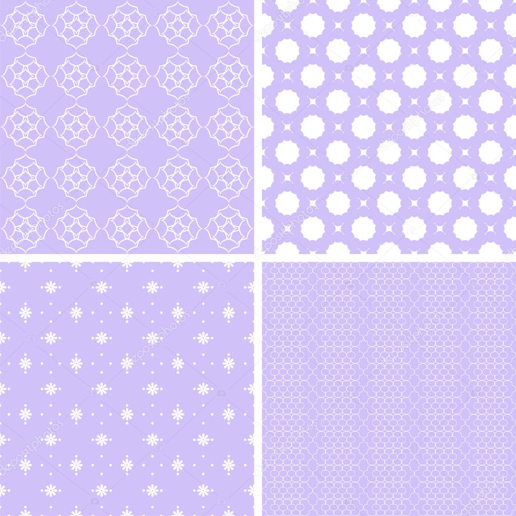 Retro different seamless patterns. Vector illustration for beauty design.