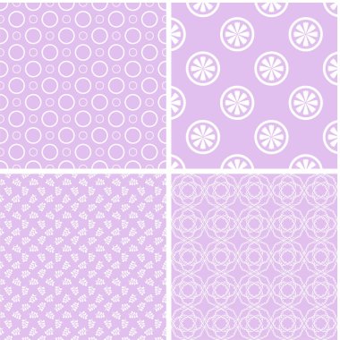 4 retro farklı Dikişsiz desen. Mavi ve beyaz eski püskü pastel