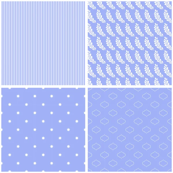 Farklı mavi ve beyaz Dikişsiz desen seti
