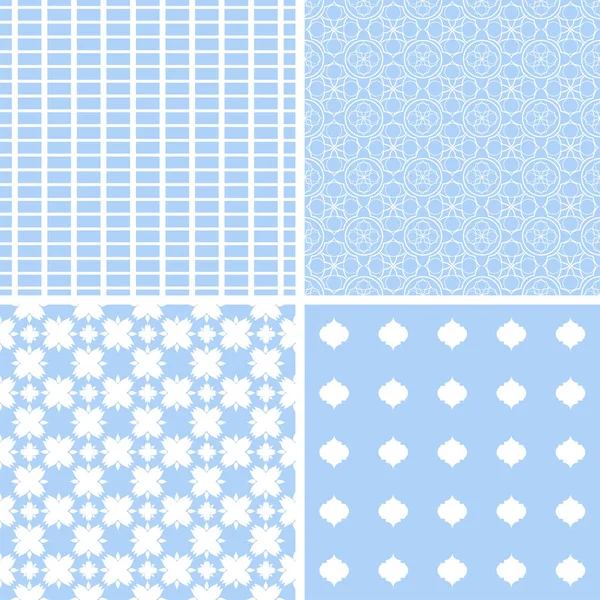 Farklı mavi ve beyaz Dikişsiz desen seti