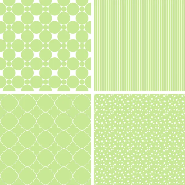 4 retro farklı vektör Dikişsiz desen. Yeşil ve beyaz eski püskü pastel