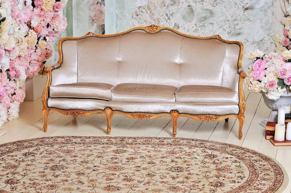 豪華なソファと豪華なリビング ルームのインテリア — ストック写真