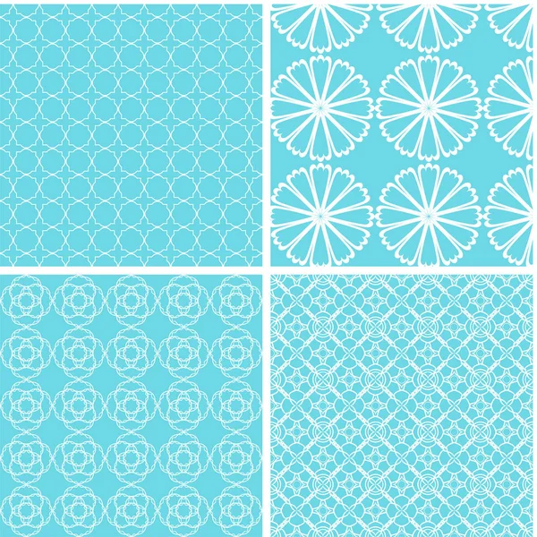 Vintage Different Vector Seamless Patterns Set Mint Geometric Ornament — Stock Vector