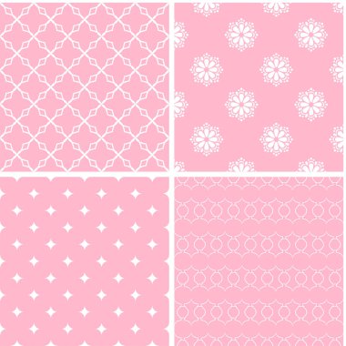 Vintage farklı vektör Dikişsiz desen. Pembe geometrik süsleme seti.