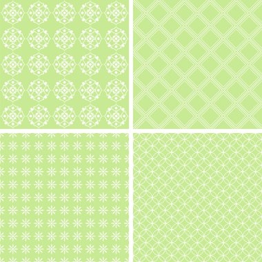 Vintage farklı vektör Dikişsiz desen. Yeşil geometrik süsleme seti.