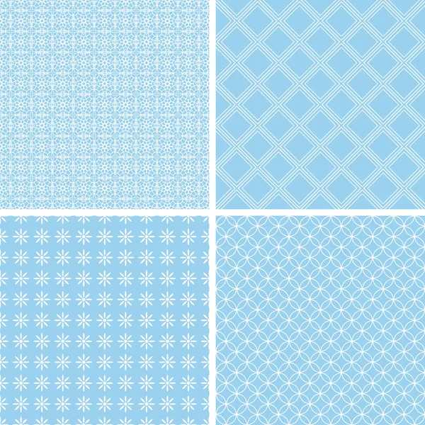 Blue Different Vector Seamless Patterns Vector Ornaments — Stock Vector