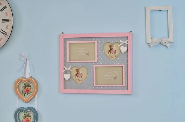 Photoframe Ścianie Pusty Vintage Drewniane Ramki — Zdjęcie stockowe