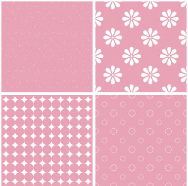 Şirin farklı vektör Dikişsiz desen. Pembe ve beyaz renkler.