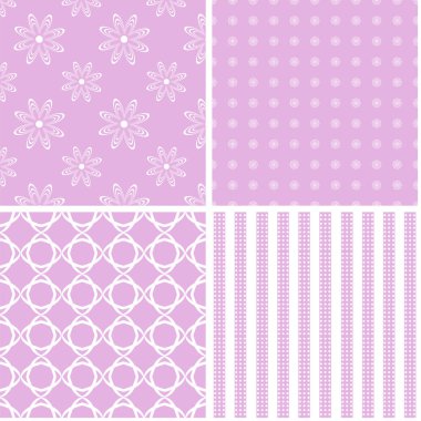 4 arka plan desenleri kümesi. Vintage vektör pattens.