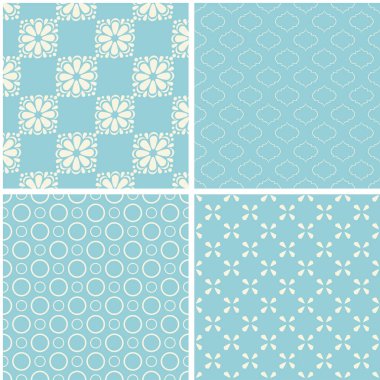 4 vintage kesintisiz renkli desen zarif renklerde seti.