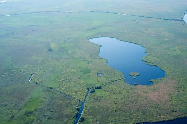 Benzersiz Doğaya Danube Delta Romanya Havadan Görünümü — Stok fotoğraf