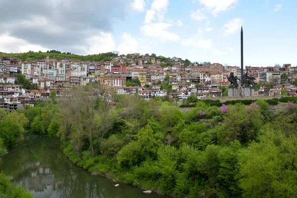 Veliko Tarnovo Város Bulgáriában Folyó Oldalról Nagy Méretben — Stock Fotó