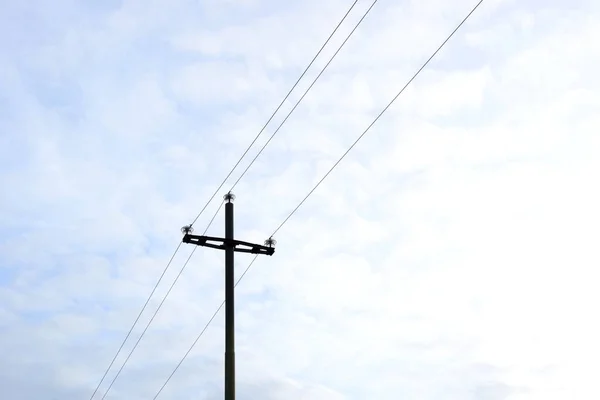 Electricity Supply Countryside Wooden Power Poles Power Lines Insulated Exposed — Stock Photo, Image