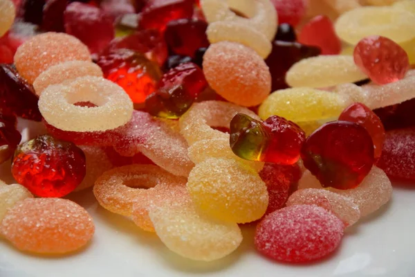 Beaucoup Bonbons Caoutchouc Différents Avec Sucre Dans Des Couleurs Colorées Images De Stock Libres De Droits