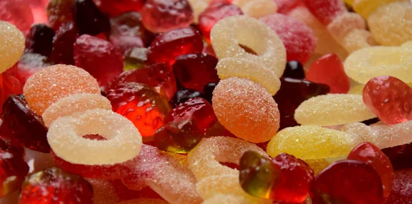 Beaucoup Bonbons Caoutchouc Différents Avec Sucre Dans Des Couleurs Colorées Photo De Stock