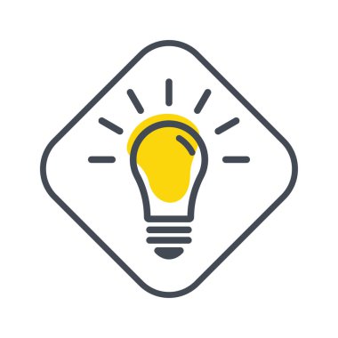 Parlak fikir ve yaratıcı düşünce. Ampul simgesi. Ampul, fikirler, çözüm sembolü, lamba simgesi, yaratıcı fikir simgesi. Vektör illüstrasyonu.