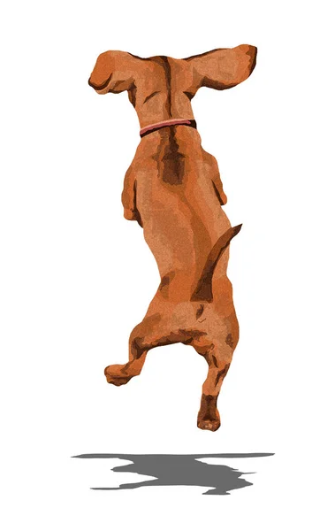 Mutlu ve zıplayan köpeğin renkli çizimi.