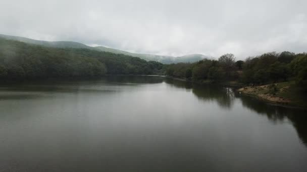 Flygfoto Över Dimmigt Lake Dalen Och Skogen Nationalparken Nebrodi Sicilien — Stockvideo