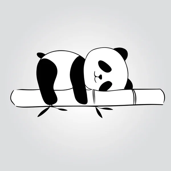 Vector Illustration Panda Sleeping Bamboo Trunk — Stock Vector