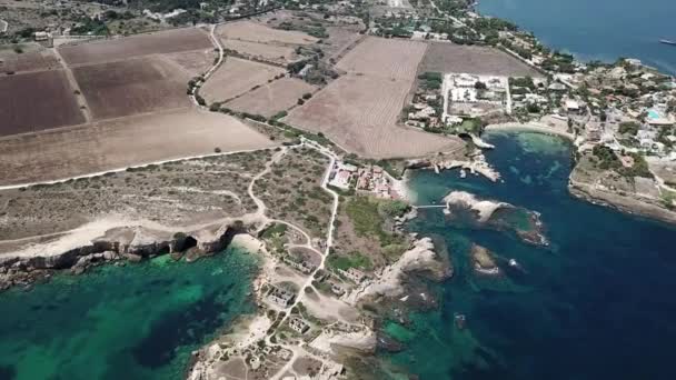 Luftaufnahme Der Malerischen Küste Des Plemmirio Naturreservats Sizilien Italien — Stockvideo