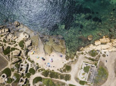 Sicilya, İtalya Plemmirio doğal rezerv doğal kıyı şeridi havadan görünümü