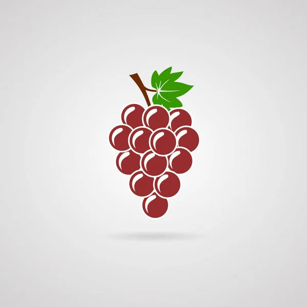 Пучок Червоного Винограду Зеленим Листям Дизайн Піктограм — стоковий вектор