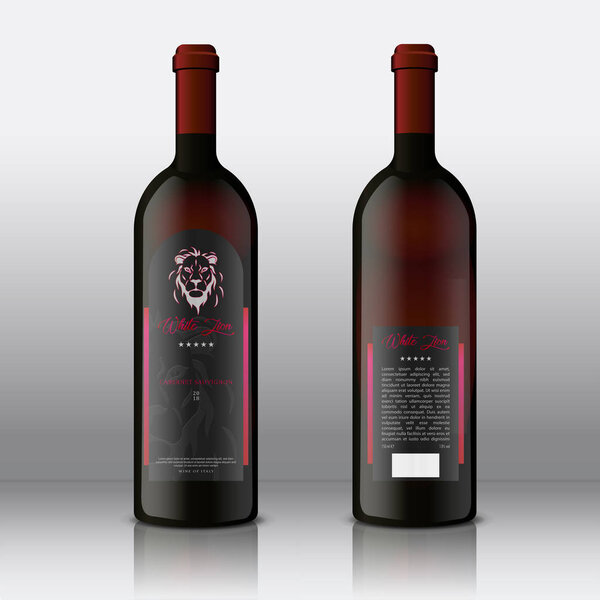 Set of Red Wine bottles with Front and Rear Premium Quality Labels