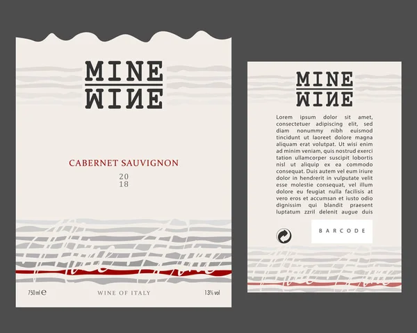 Ön ve arka şarap kümesi şarap şişesi için etiket. Vektör şirketi şablonu