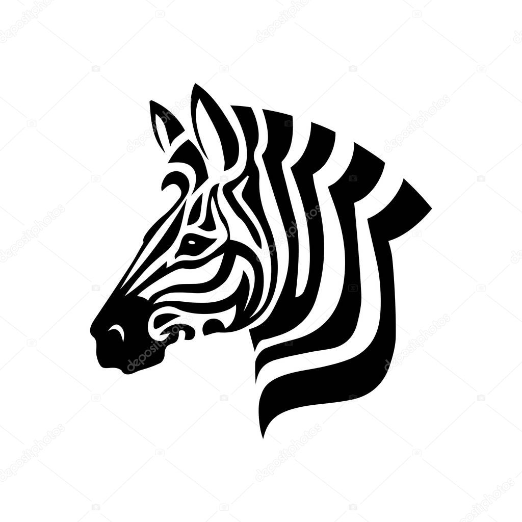 Vector Zebra Head logo on white background