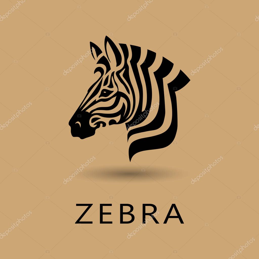 Vector Zebra Head logo on white background