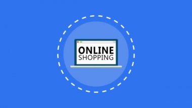 Yuvarlak sembollerle High Definition animasyon renkli sahneleri alışveriş online