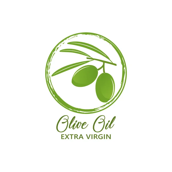 Vektor Logo Címke Vagy Embléma Zöld Olajág Mezőgazdaság Ökológiai Olasz — Stock Vector