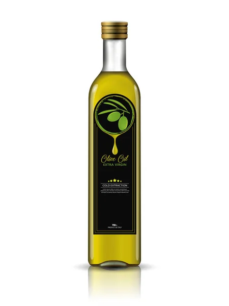 Bouteille d'huile d'olive avec étiquette — Image vectorielle