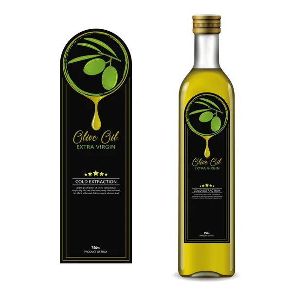 Olive Oil Bottle With Label — Stock Vector