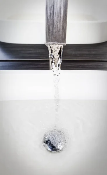 Sink Faucet Pouring Water View — Stock Photo, Image