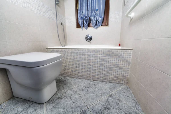 Tuvalet Görünümü Mozaik Küvet Pencere — Stok fotoğraf