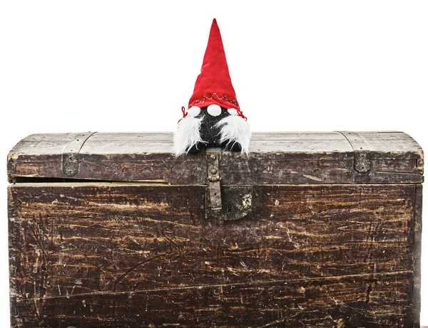 Jul Saga Gnome Låst Trä Gammal Stam — Stockfoto