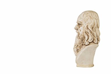 Leonardo da vinci lateral view, one of the greatest mind in the humanity, isolated on white background clipart