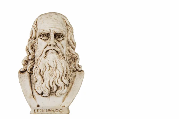 Leonardo Vinci Framifrån Utrymme Rätta Största Sinnet Mänskligheten Isolerad Vit — Stockfoto