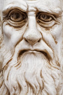 Leonardo da Vinci'nin çarpık korkunç yüzü ile komik karikatür