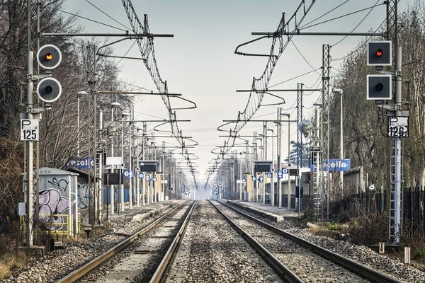 Železniční Vlakové Nádraží Čelní Pohled — Stock fotografie