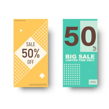 Satış afişi şablonu tasarımı,% 50 'ye kadar indirimli..