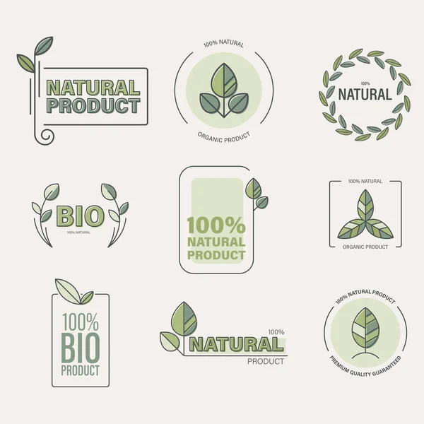 Organic Food Eco Products Label Collection — Stock Vector